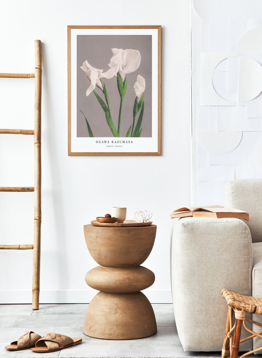 Ogawa Kazumasa White Irises Flowers Japanese Art Print OK03_Sugar & Canvas