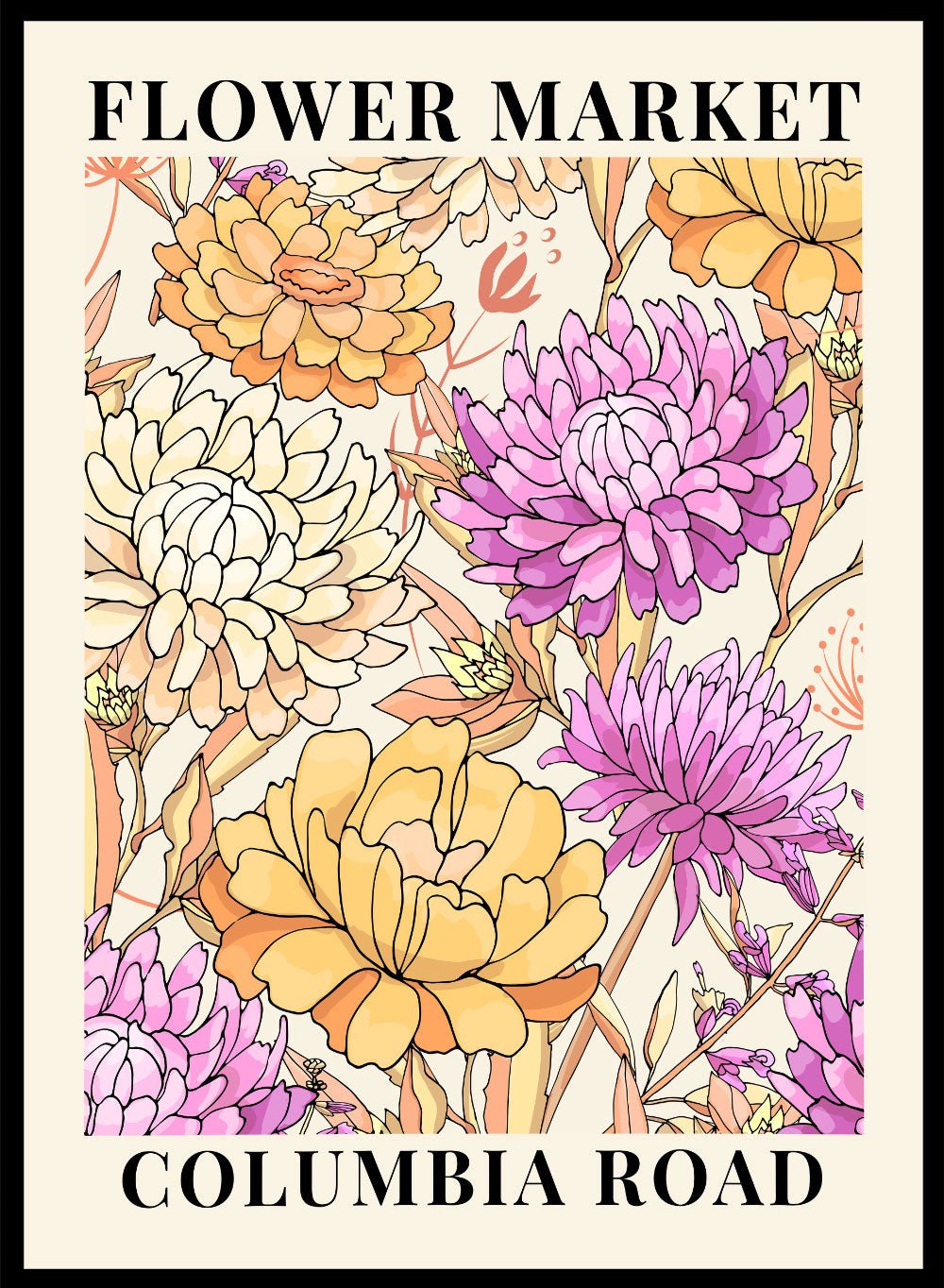 Flower Market Columbia Road Art Print_Sugar & Canvas