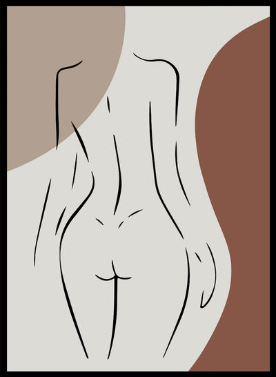 Sugar & Canvas 28x40inches/70x100cm Terracotta Nude Figure Line Art Print