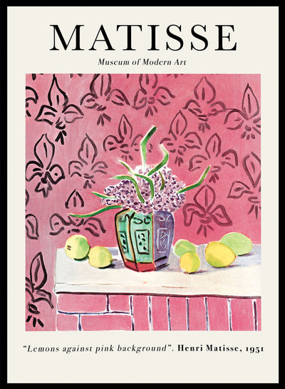 Sugar & Canvas 28x40inches/70x100cm Lemons Against Pink Background 1951 by Henri Matisse Print