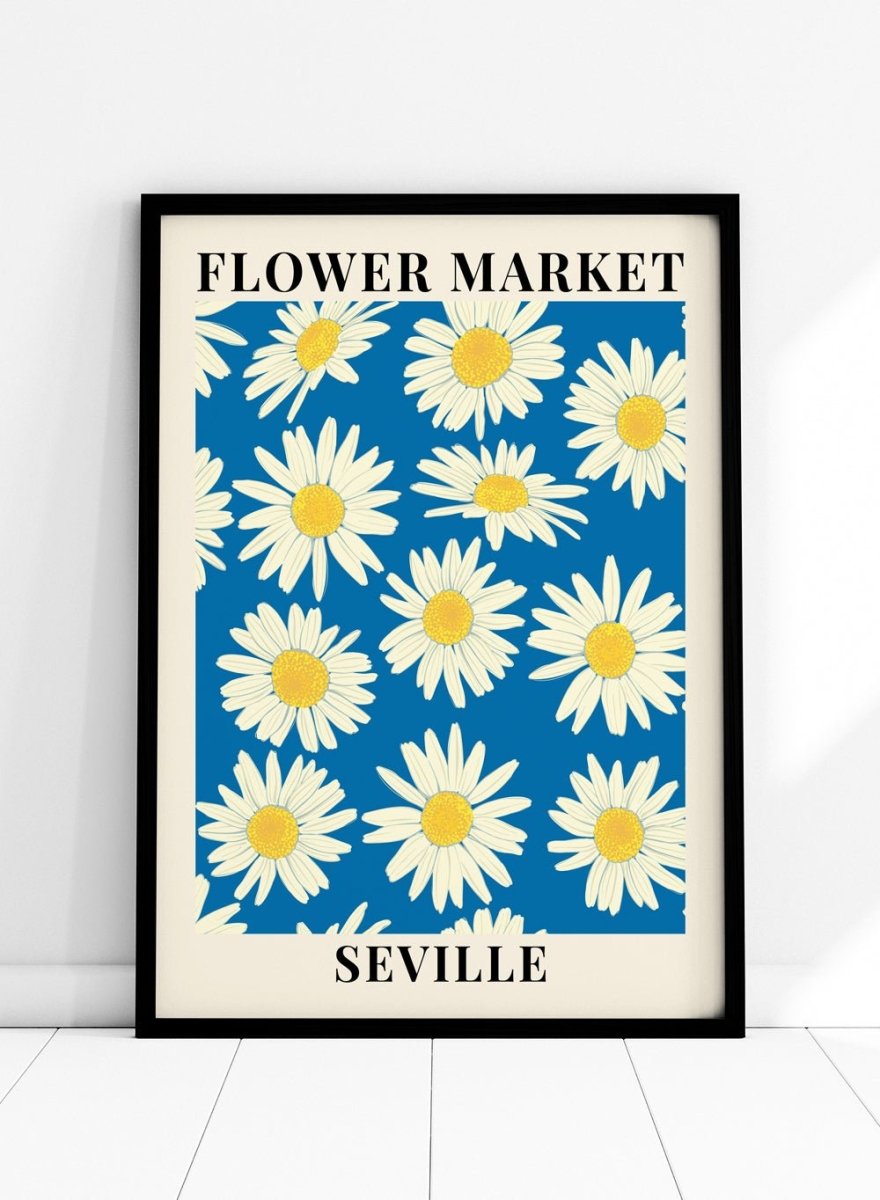 Flower Market Seville Colorful Botanical Art Print | Daisies