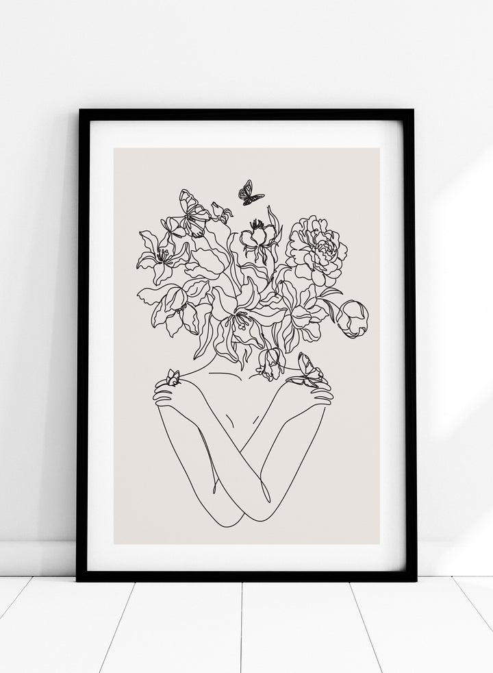 Head of Flowers Line Art Print_Sugar & Canvas