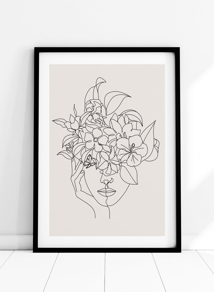 Head of Flowers Line Art Print_Sugar & Canvas