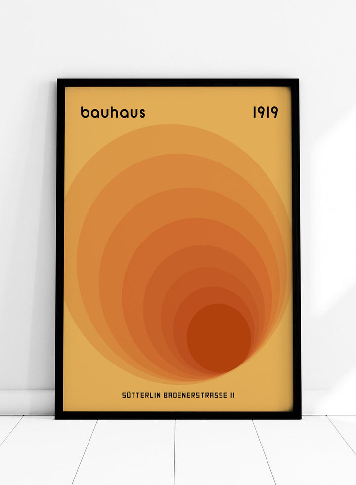 Bauhaus Orange Geometric Circles Art Print_Sugar & Canvas