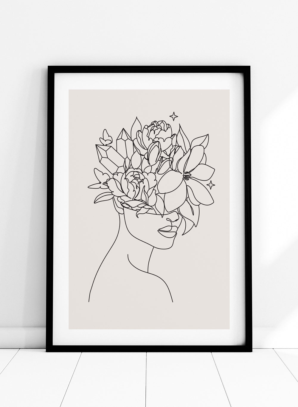 Head of Flowers Line Art Print_Sugar & Canvas