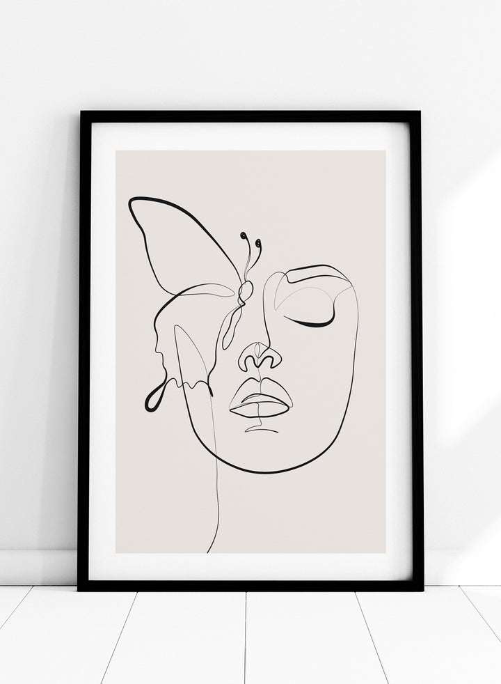 Head of Butterflies Line Art Print_Sugar & Canvas
