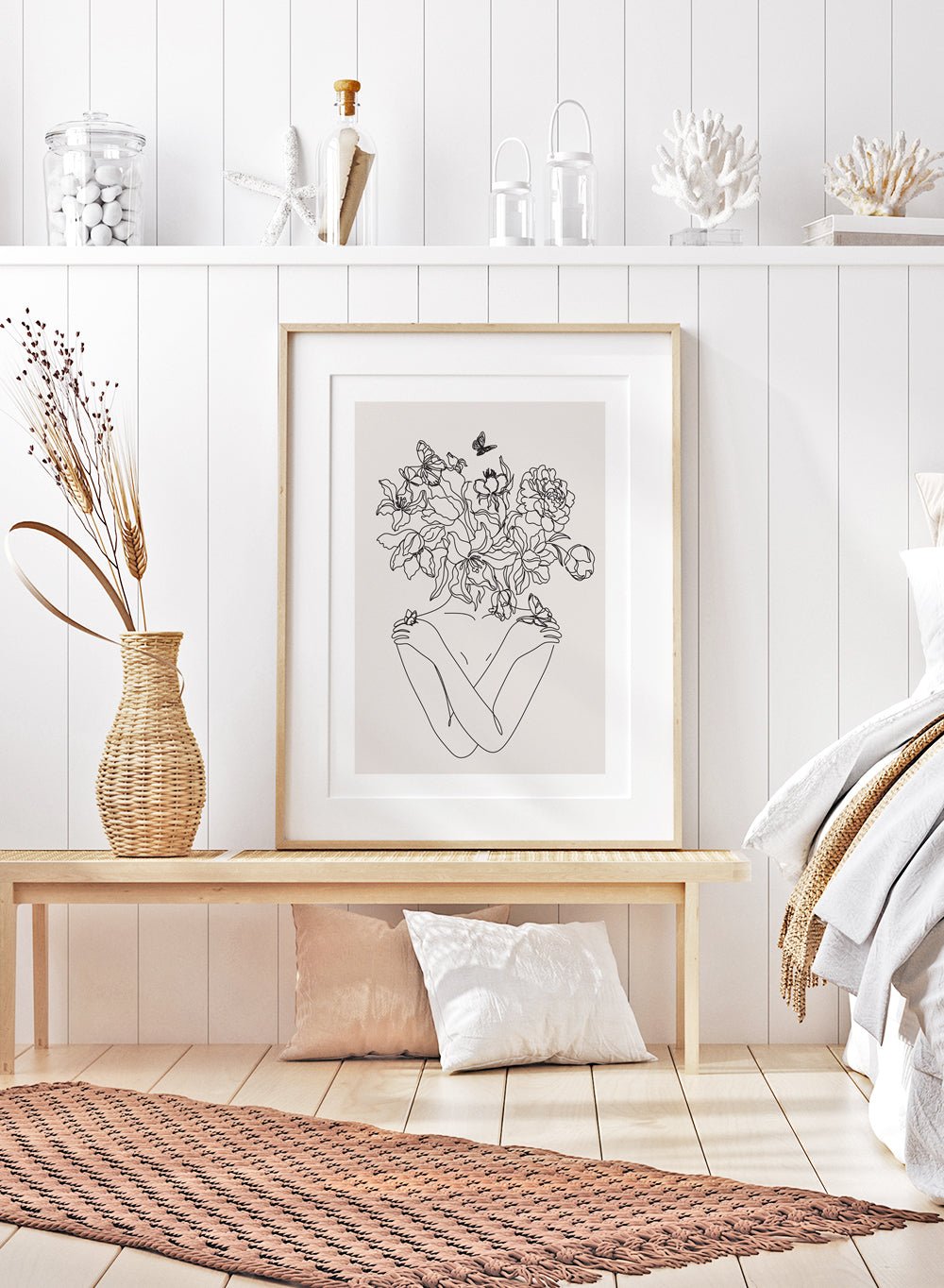 Head of Flowers Line Art Print_Sugar & Canvas