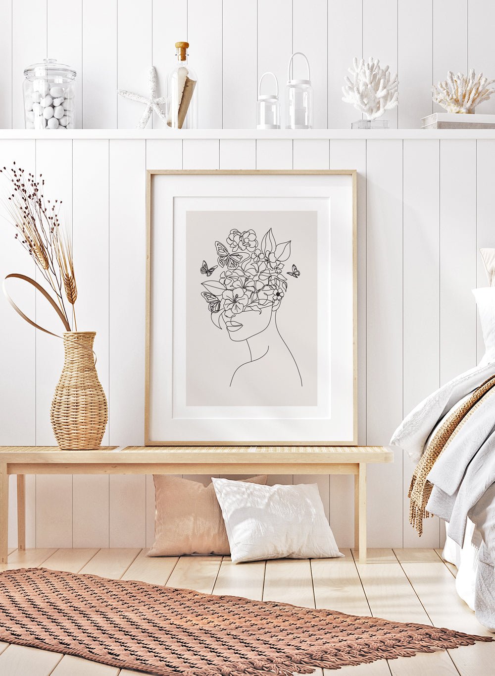 Head of Flowers Line Art Print_Sugar & Canvas