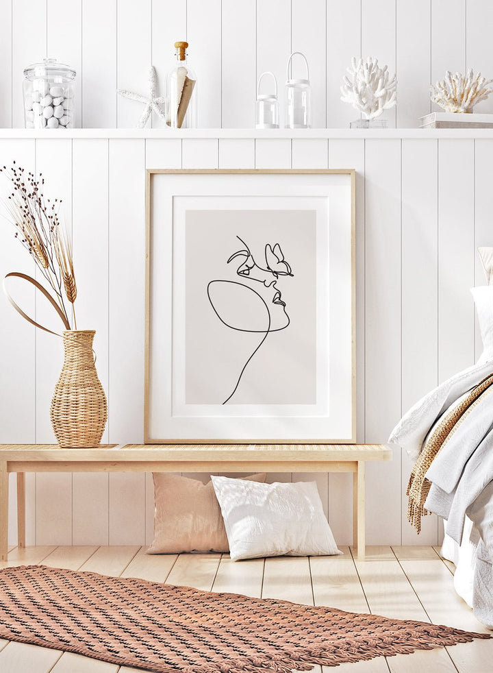 Head of Butterflies Line Art Print_Sugar & Canvas