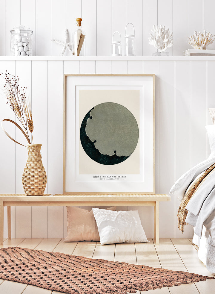 オリジナルアート作品#1 Watanabe Seitei Moon Illustration Bijutsu Sekai Vintage