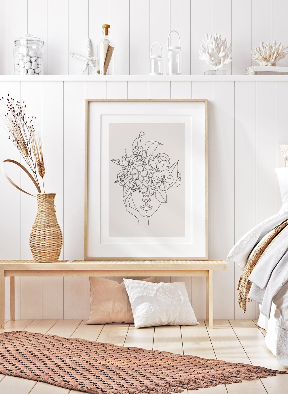 Head of Flowers Line Art Print_Sugar & Canvas