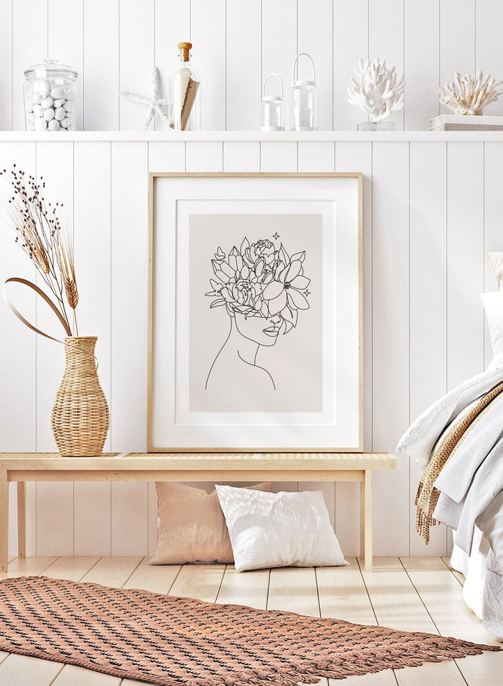 Head of Flowers Line Art Print_Sugar & Canvas