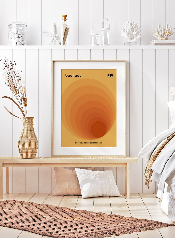Bauhaus Orange Geometric Circles Art Print_Sugar & Canvas