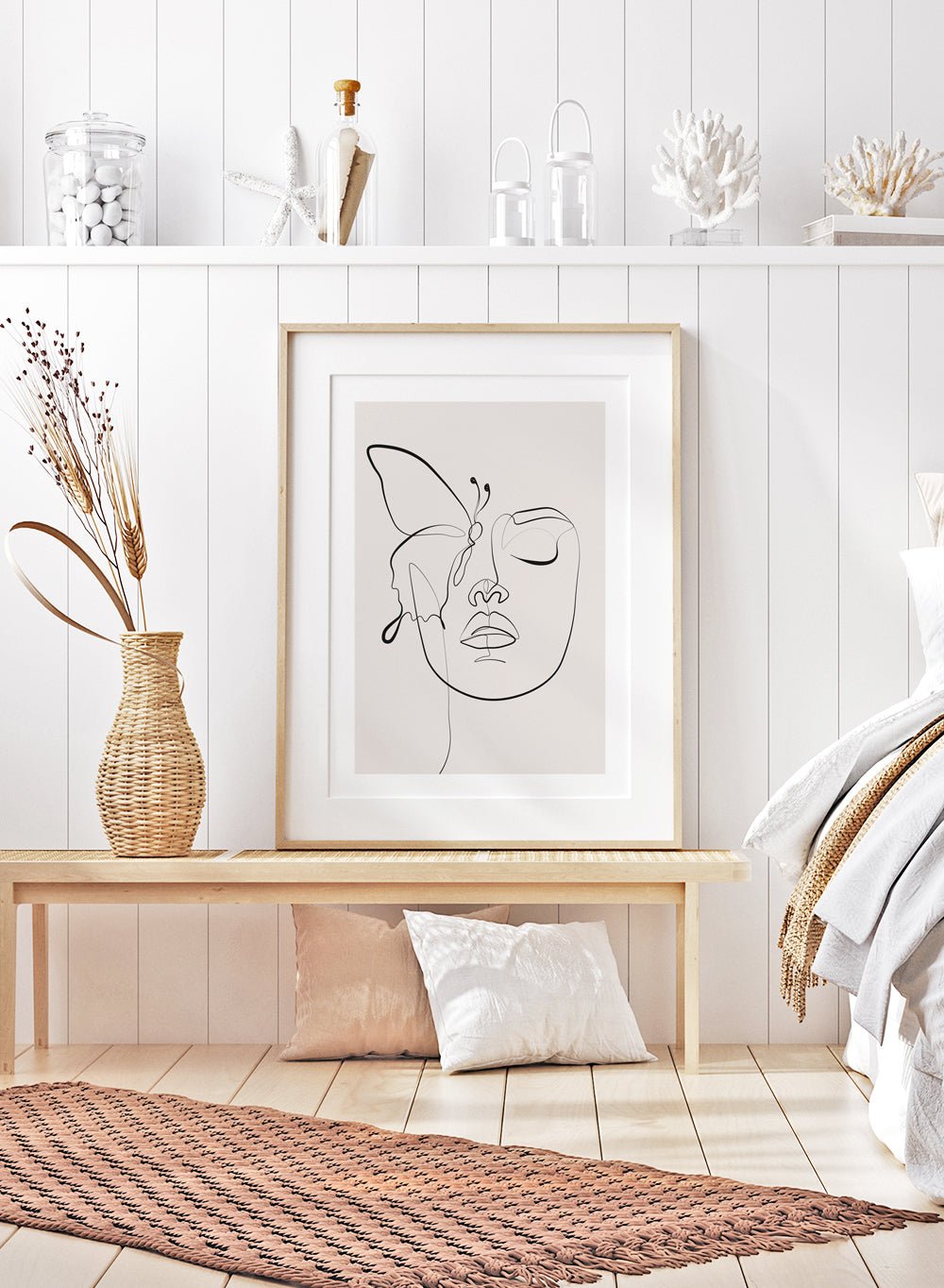 Head of Butterflies Line Art Print_Sugar & Canvas