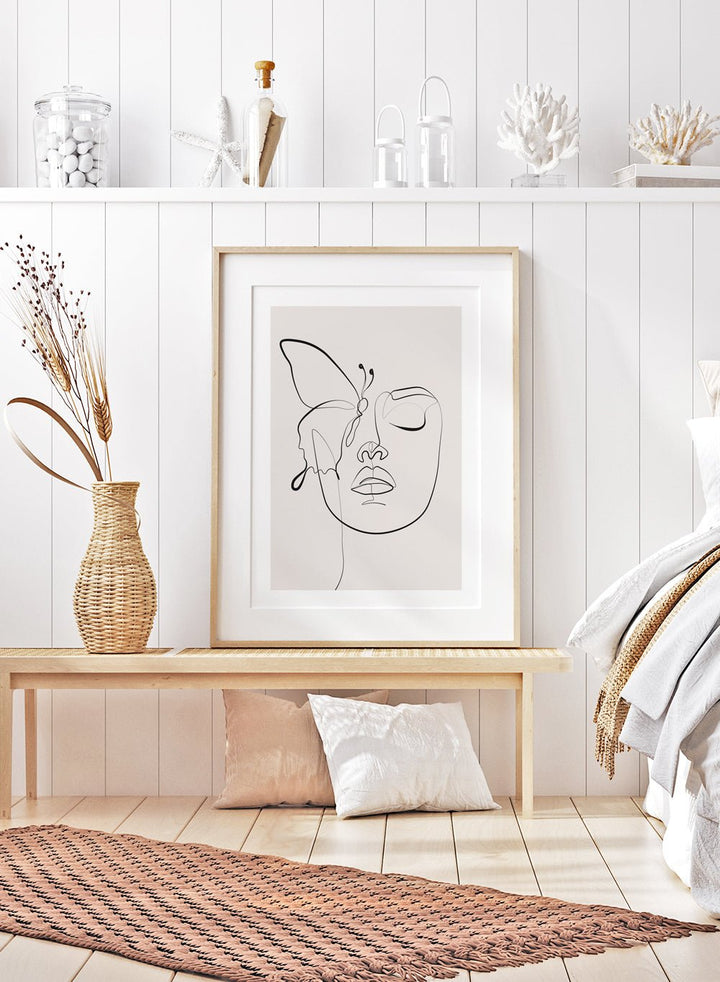 Head of Butterflies Line Art Print_Sugar & Canvas