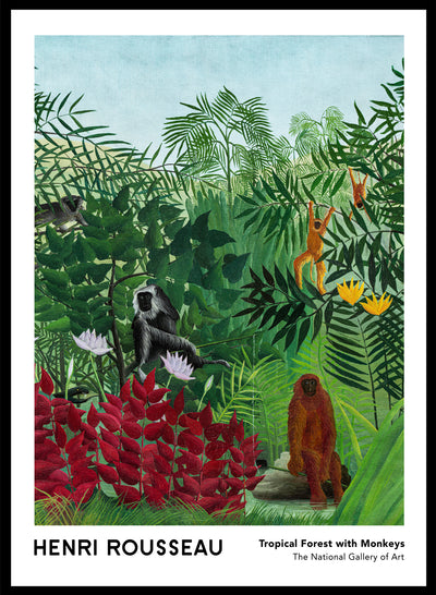 Sugar & Canvas 8x10 inches/20x25cm Henri Rousseau Tropical Forest with Monkeys 1910 Art Print