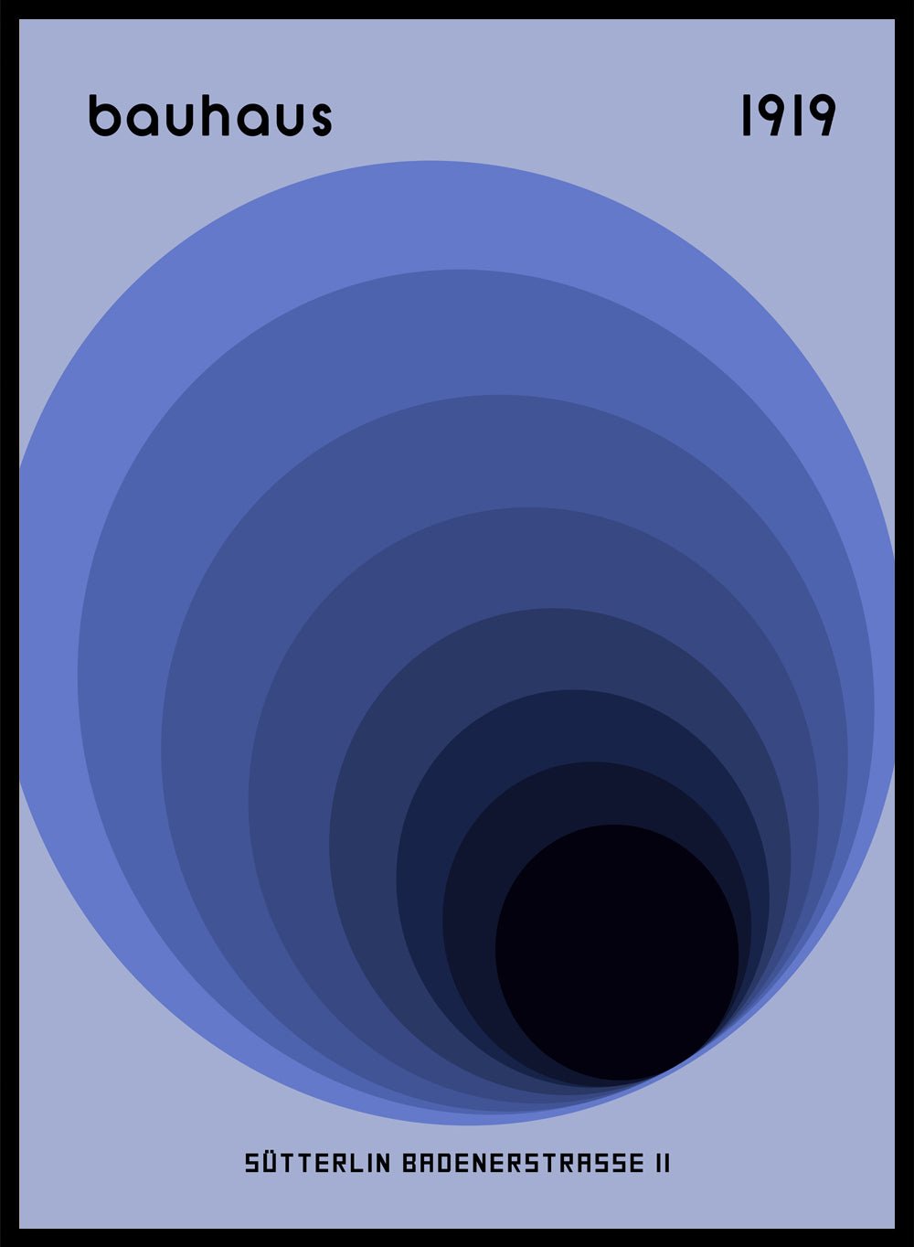 Bauhaus Blue Geometric Circles Art Print_Sugar & Canvas