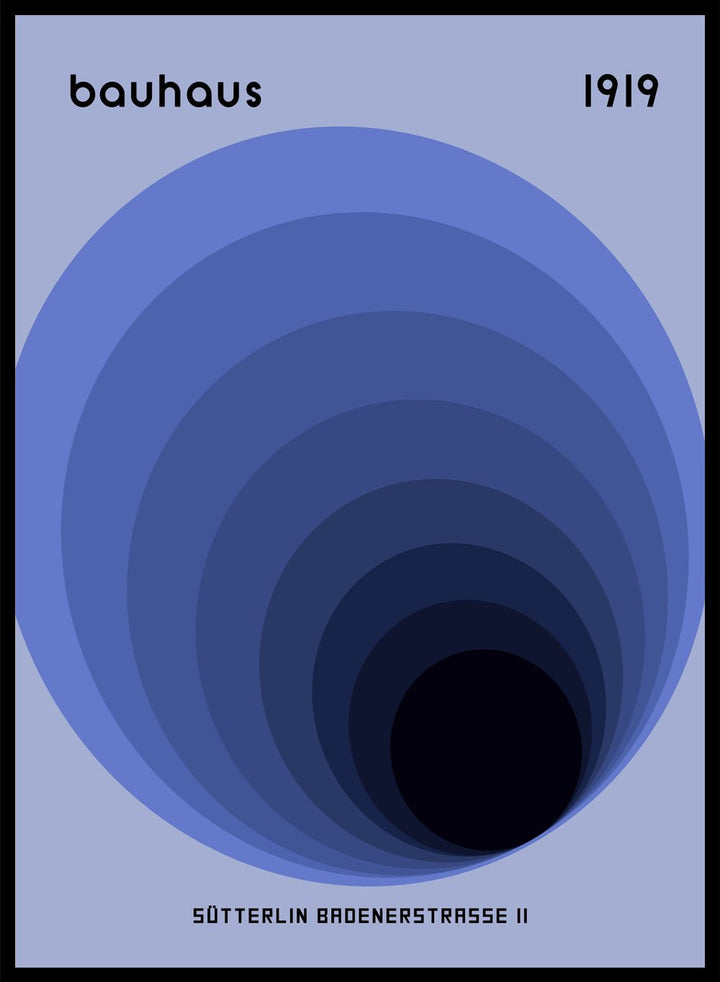 Bauhaus Blue Geometric Circles Art Print_Sugar & Canvas