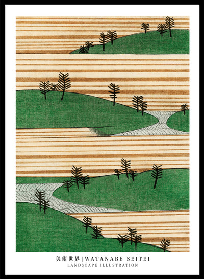 Sugar & Canvas 5x7 inches/13x18cm Watanabe Seitei Landscape Illustration Art Print