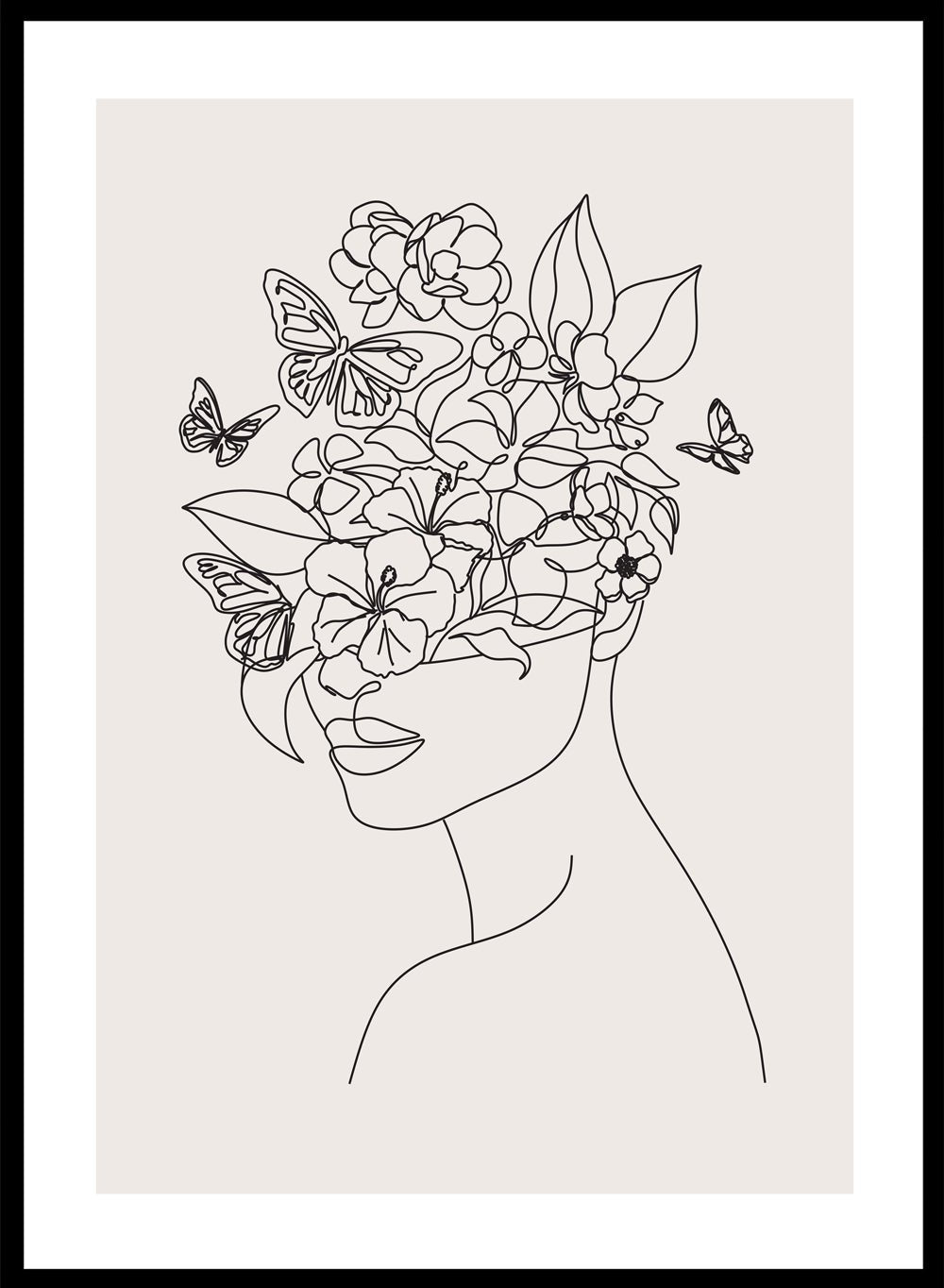 Head of Flowers Line Art Print_Sugar & Canvas