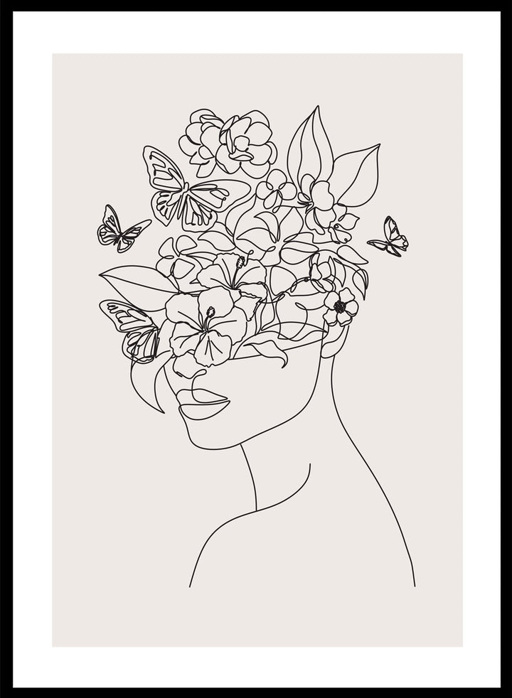Head of Flowers Line Art Print_Sugar & Canvas