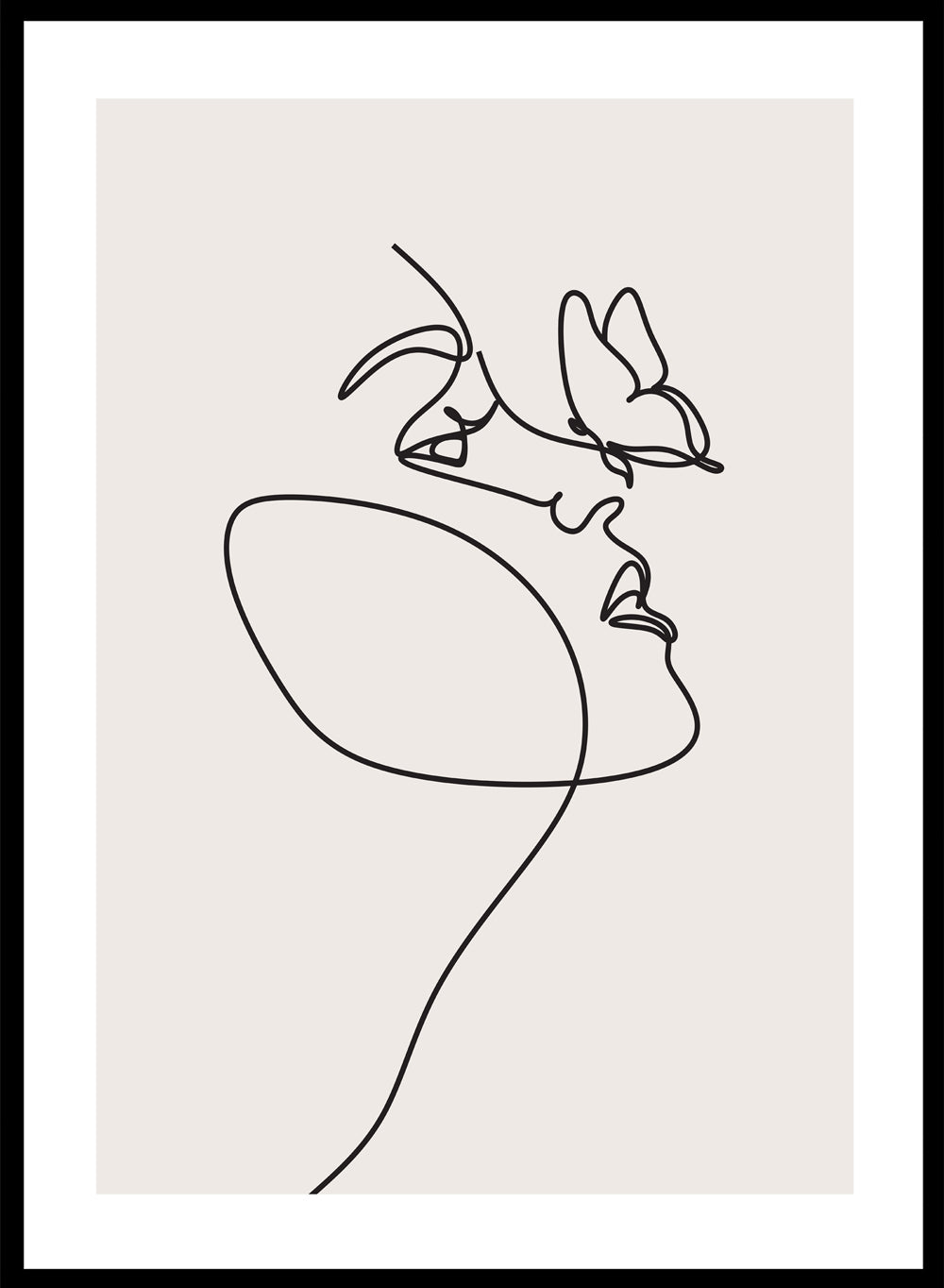 Head of Butterflies Line Art Print_Sugar & Canvas