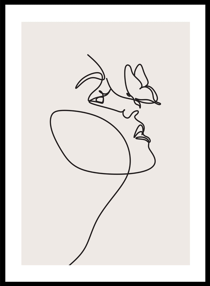 Head of Butterflies Line Art Print_Sugar & Canvas