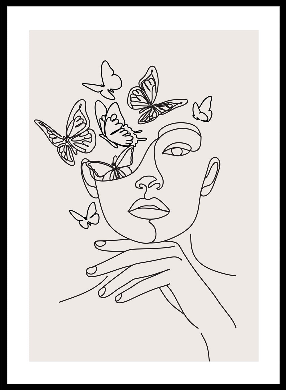 Head of Butterflies Line Art Print_Sugar & Canvas