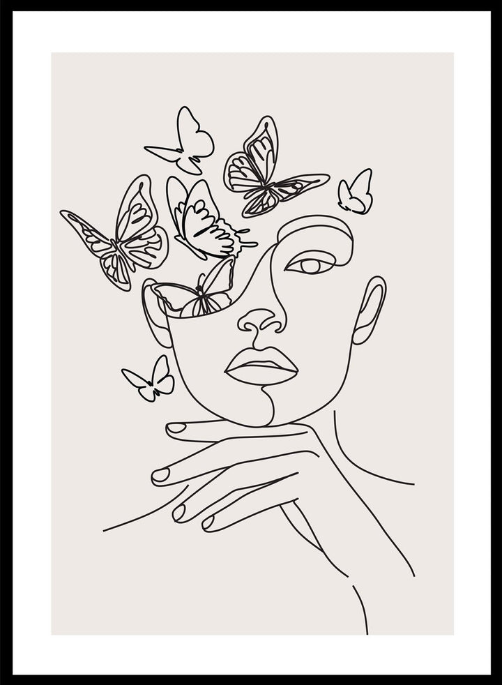 Head of Butterflies Line Art Print_Sugar & Canvas