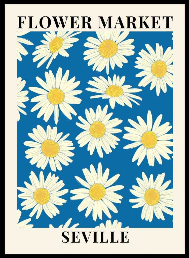 Flower Market Seville Colorful Botanical Art Print | Daisies