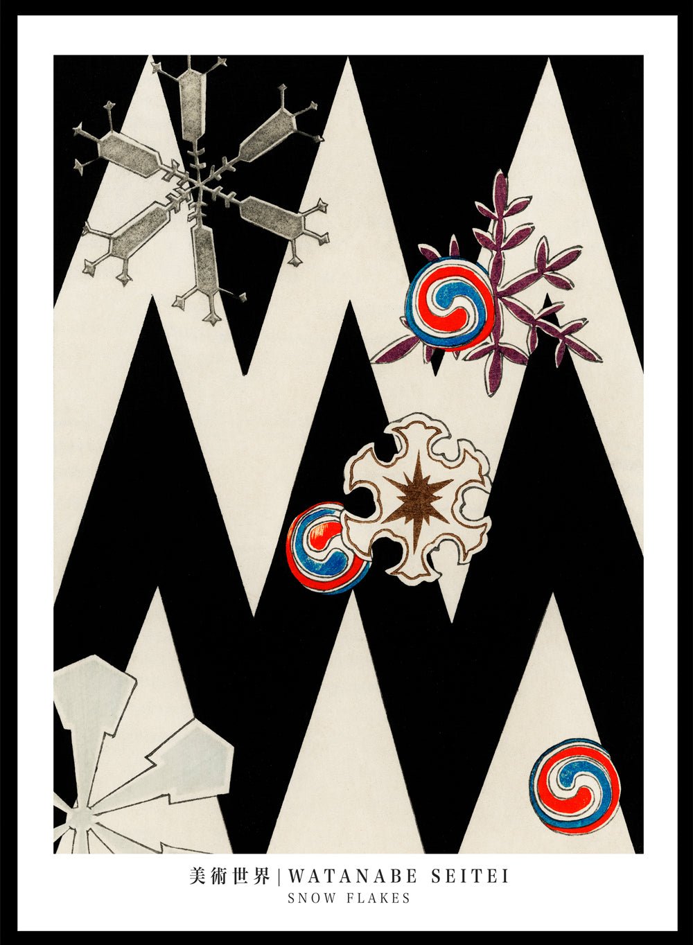 Watanabe Seitei Snow Flakes Illustration Art Print_Sugar & Canvas