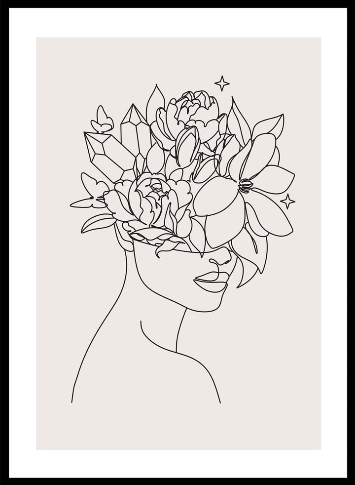 Head of Flowers Line Art Print_Sugar & Canvas