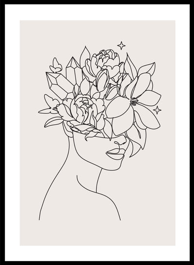 Sugar & Canvas 8x10 inches/20x25cm Head of Flowers Line Art Print