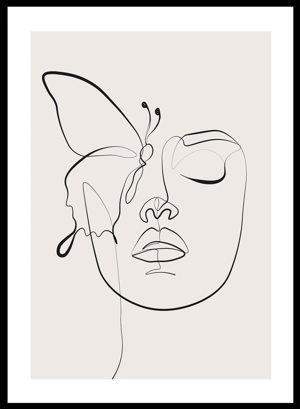 Head of Butterflies Line Art Print_Sugar & Canvas