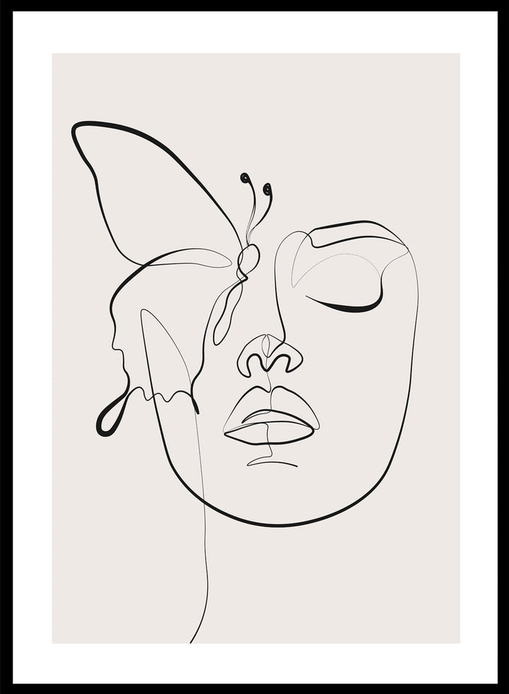 Head of Butterflies Line Art Print_Sugar & Canvas