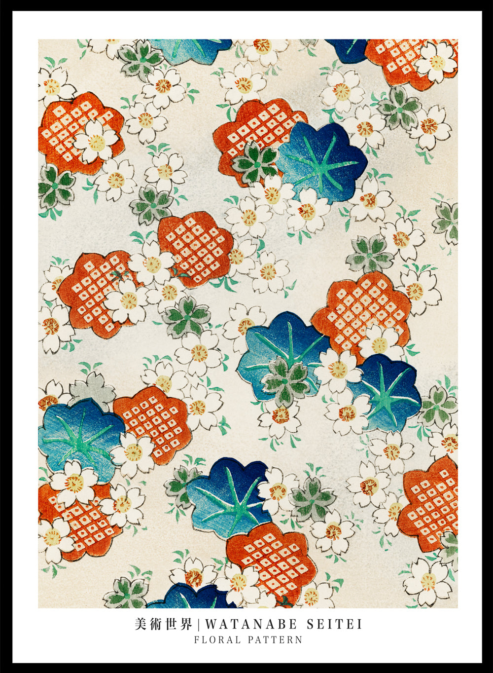 Sugar & Canvas 5x7 inches/13x18cm Watanabe Seitei Floral Pattern Art Print