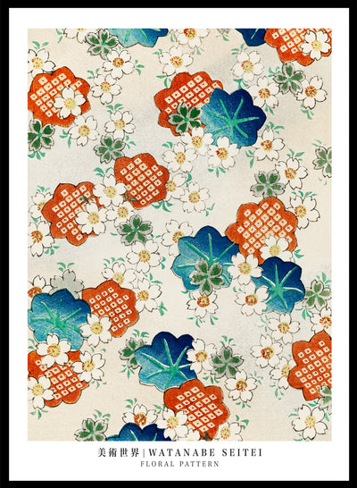Sugar & Canvas 5x7 inches/13x18cm Watanabe Seitei Floral Pattern Art Print