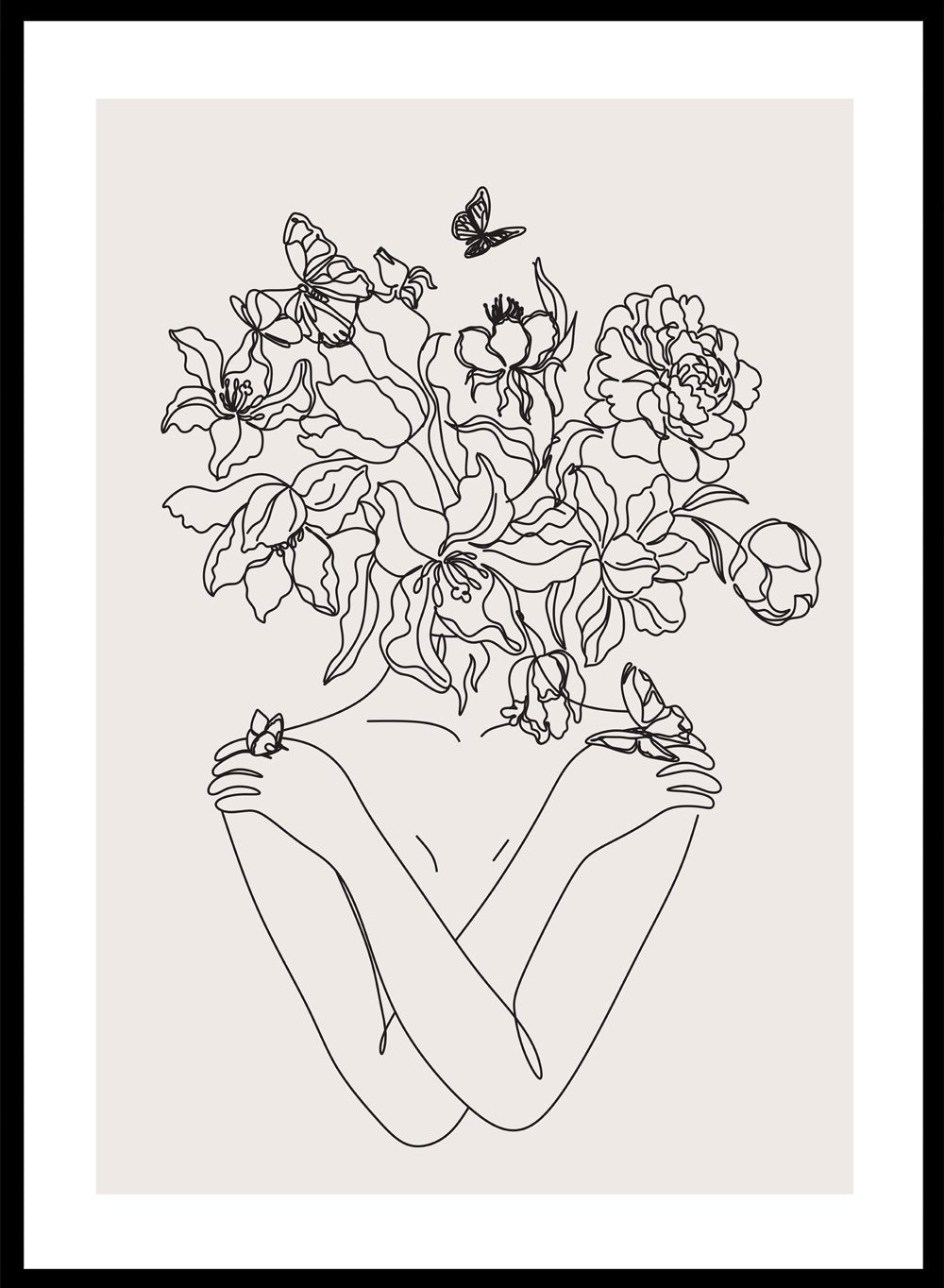 Head of Flowers Line Art Print_Sugar & Canvas