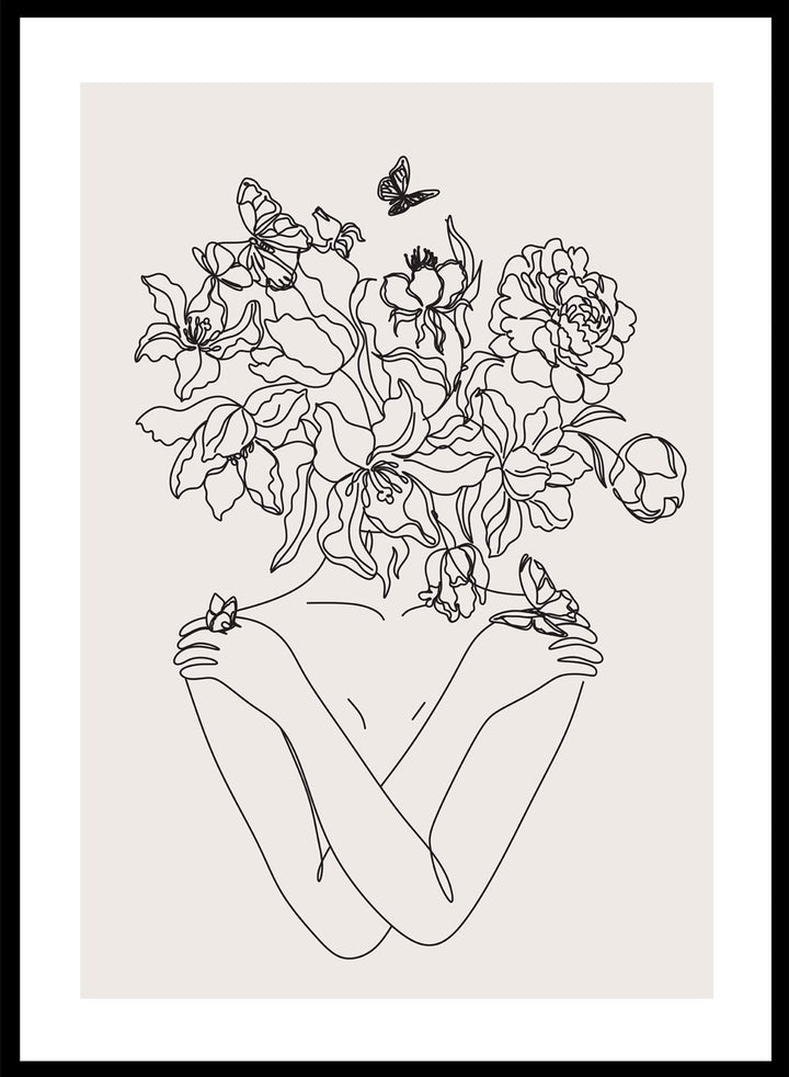 Head of Flowers Line Art Print_Sugar & Canvas