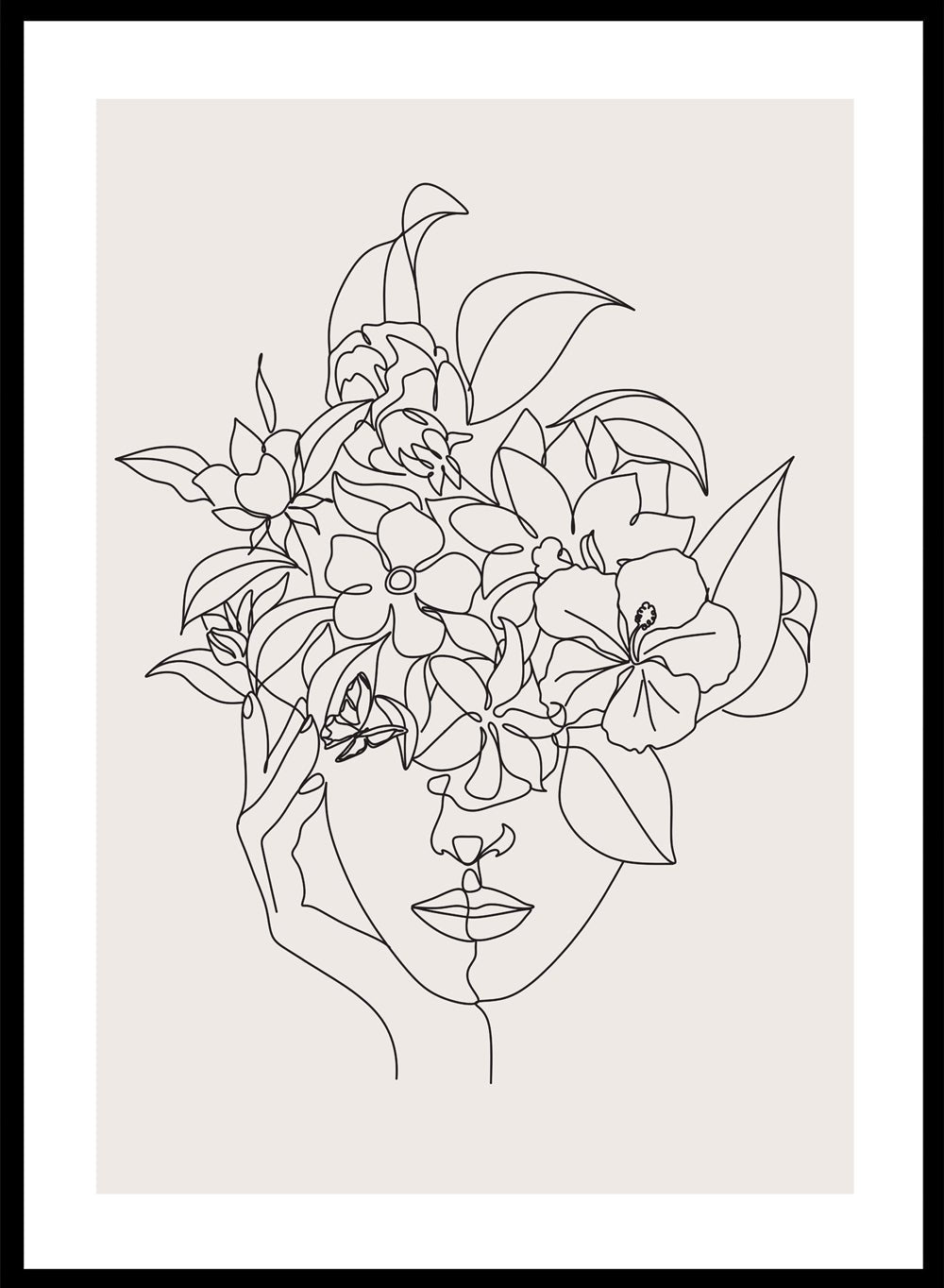 Head of Flowers Line Art Print_Sugar & Canvas