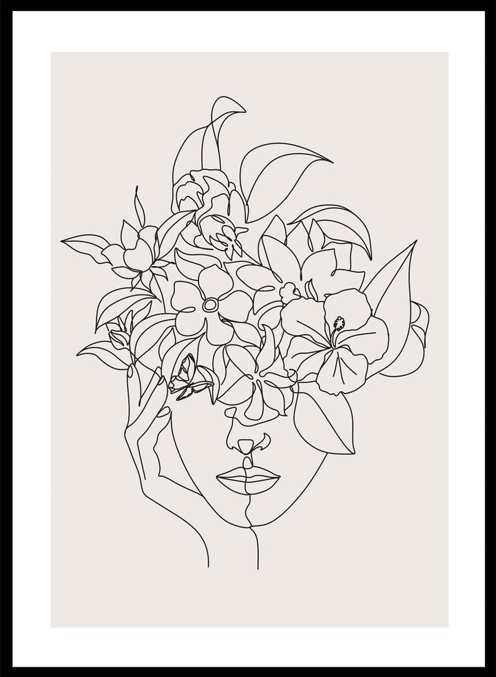 Head of Flowers Line Art Print_Sugar & Canvas