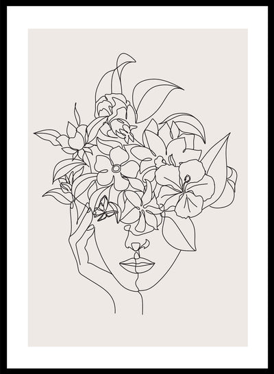 Sugar & Canvas 8x10 inches/20x25cm Head of Flowers Line Art Print