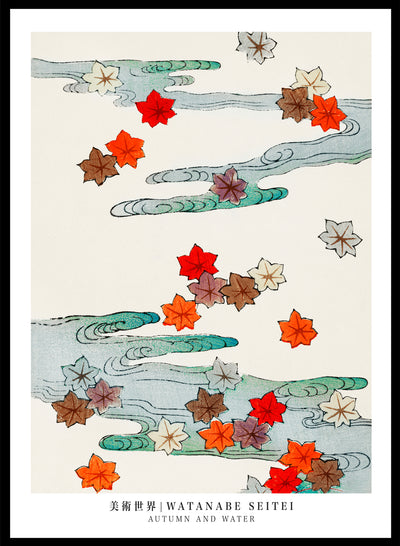 Sugar & Canvas 5x7 inches/13x18cm Watanabe Seitei Autumn and Water Art Print