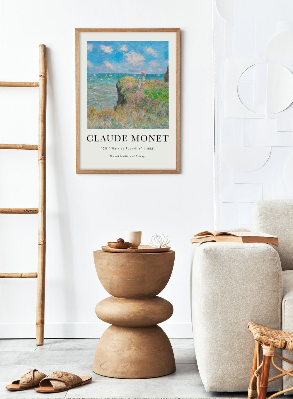Francfranc ローボード　ウォルナット　ミッドセンチュリー Claude Monet Cliff Walk at Pourville 1882 Vintage Poster Art Print