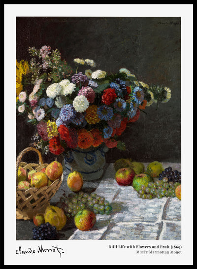 Sugar & Canvas 8x10 inches/20x25cm Still Life with Flowers and Fruit 1869 by Monet Print