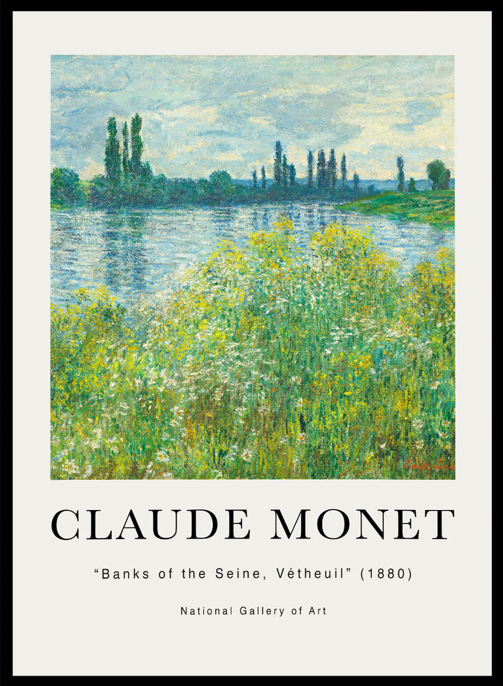 Painting 1965 reproduction painting of the 1880 Monet, “Banks Of The Seine, Veth store