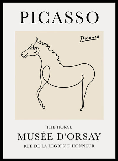 Sugar & Canvas 5x7 inches/13x18cm / Yellow The Horse Line Drawing by Pablo Picasso Print