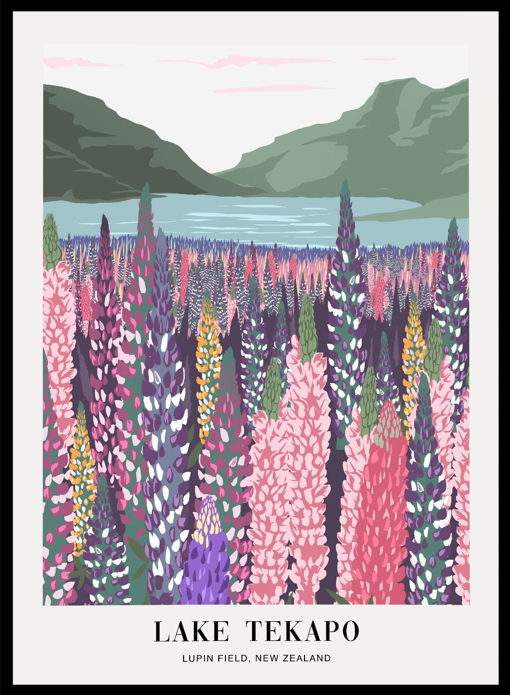 Lupins Field in Lake Tekapo New Zealand Art Print_Sugar & Canvas