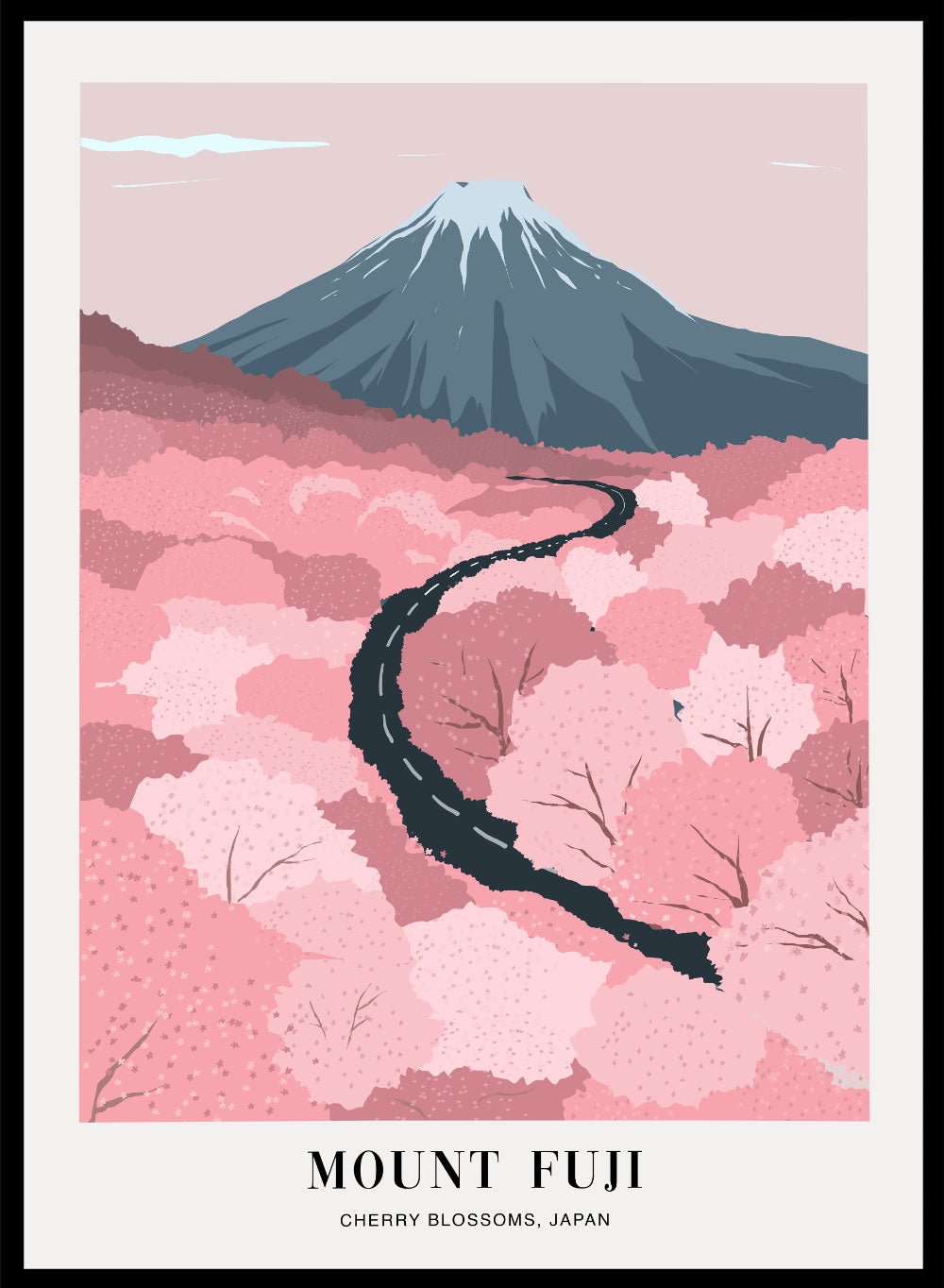Cherry Blossoms in Mount Fuji Japan Art Print_Sugar & Canvas
