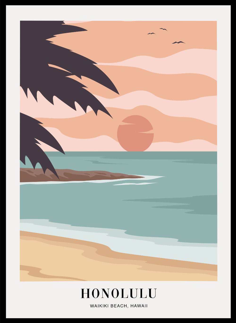 Waikiki Beach Honolulu Hawaii Art Print_Sugar & Canvas